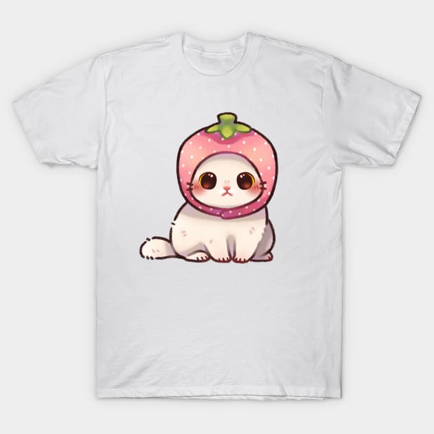 Kitty in Strawberry Hat T-Shirt by Riacchie Illustrations